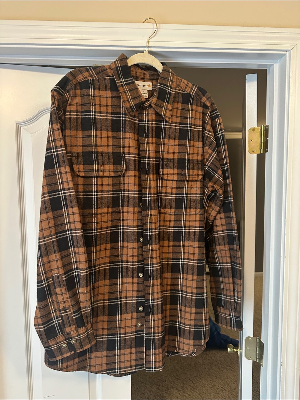 CARHARTT Brown & Black Plaid Button-Up Shirt